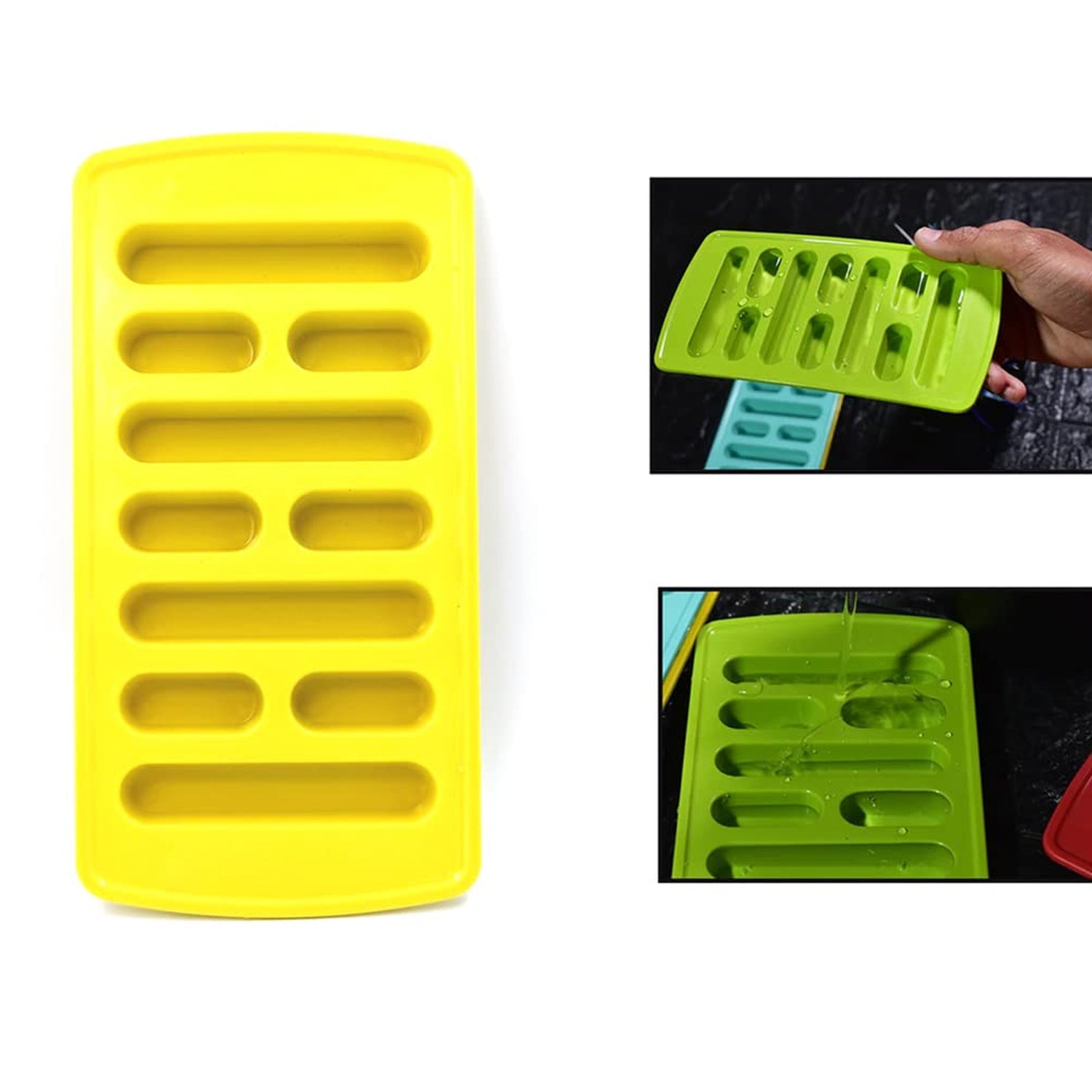 5791 , Easy to Release Flexible 10 Cubes ice Tray Easy Pop Out Flexible Plastic Long Stick Kit kat Shape Ice Cube Tray for Water Bottle & Refrigerators Pack of 4 Pcs , Multicolor 5791 , Easy to Release Flexible 10 Cubes ice Tray Easy Pop Out Flexible Plastic Long Stick Kit kat Shape Ice Cube Tray for Water Bottle & Refrigerators Pack of 4 Pcs , Multicolor